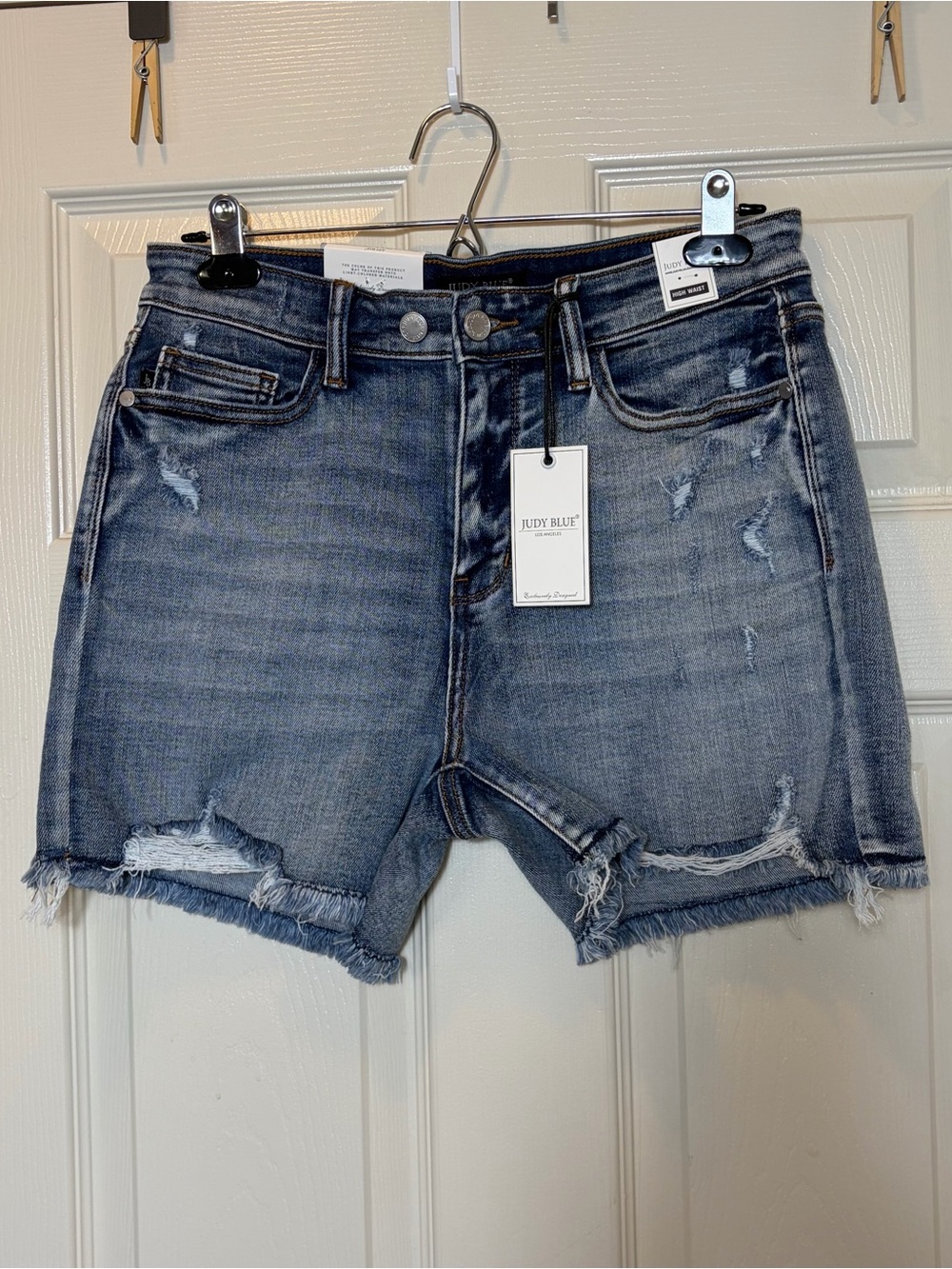 Judy Blue Distressed Medium Wash Denim Jean Shorts